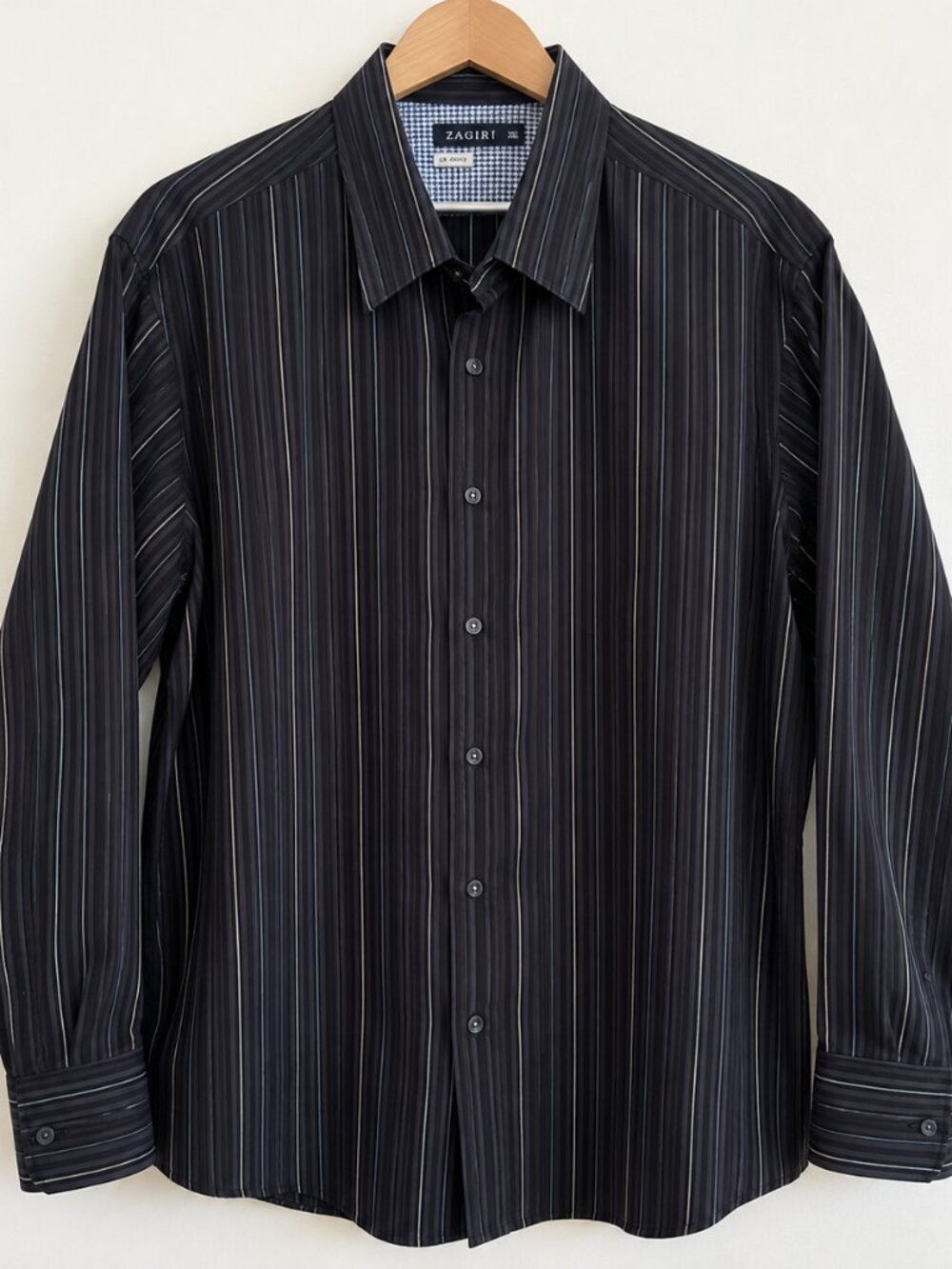 Zagiri Striped Button-Up Dress Shirt Men’s XXL Dark Navy Black